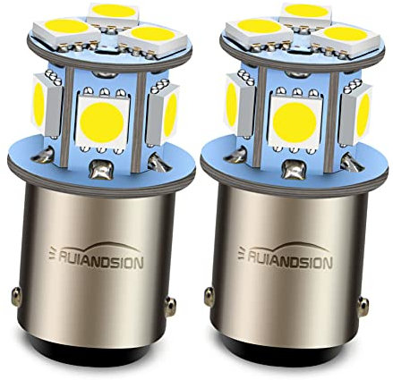 Lot de 2 ampoules LED BA15D 1142 1078 DC 24 V blanches super lumineuses 5050 8SMD pour feux de recul, clignotants, feux arrière