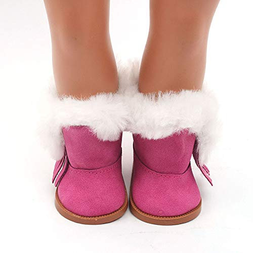 Uteruik Puppenschuhe Plus Samtstiefel für 46 cm Mädchen Puppe Winter warme Schuhe Outfits Kostüm Zubehör, 1 Paar (Pink)
