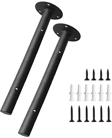 Equerre Etagere Murale Fixation Invisible, Support Etagere Murale Charge Lourde Flottante Tablette Murale Fixation Support Etagere En Fer avec Taquet Etagere, Antirouille 2Pièces Noir (Ronde-30cm)