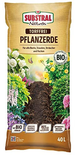Substral Naturen Pflanzerde Bio & torffrei 40l - für Stauden, Sträucher und Hecken, 3 Monate vorgedüngt