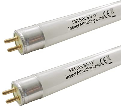 Flyercatch (2Pack) F8T5/BL 12 inch Replacement Black Blue Light Bulb, T5 F8W BL350nm Linear Fluorescent Blue Lamps Replacement for F10T5 BL368 Rohs
