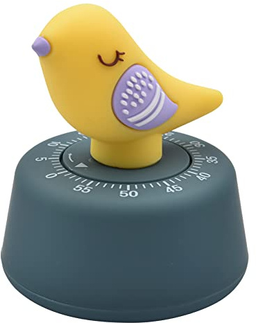 Ranvi Bird Shaped Kitchen Timer Craft Mechanical Winding 60 Minute Timer Cute Animal Kids Time Timer Manage Time, Baking Fun and Boiled Eggs(Yellow)