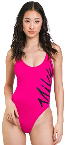 NIKE Swim Costume da Bagno Multi Logo U-Back (S, Fucsia/Bianco)
