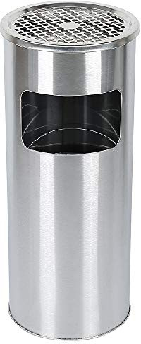 Mülleimer aus Edelstahl, 30 l, Mülleimer für die Küche, Mülleimer, Standaschenbecher für den Außenbereich, mit Mülleimer, 30 l, erhältlich für Hotel, Garten, Außenbereich, Supermarkt (Silberfarben)