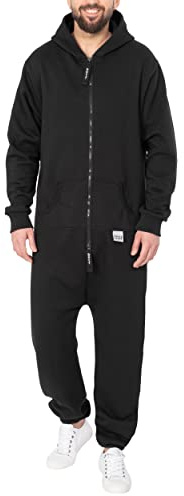 Bastyg Sheeesh jumpsuit för män, overall, onesie, hemmadräkt i bomull, svart, L