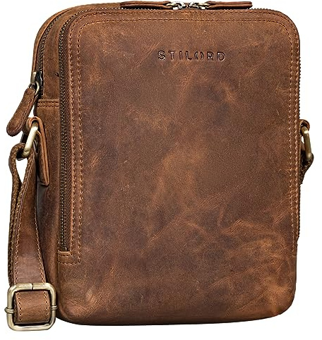 STILORD 'Tobias' Stilvolle Herrenhandtasche Kleine Umhämgetasche aus Echtleder für Männer Crossbody Bag Mini Schultertasche Vintage Taschen aus Leder, Farbe:mittel - braun