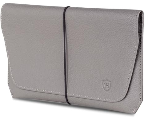 VON HEESEN Leder Reisepasshülle mit RFID-Schutz - Passport-Hülle aus echtem Leder - Reisepass-Organizer für stilbewusste Damen & Herren in Grau