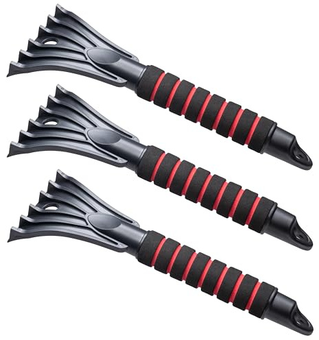 Hausfelder Eiskratzer Auto, 3er Set, Schwarz | Eiskratzer Auto mit Softgriff, Eiskratzer Windschutzscheibe & Auto, Scheibenkratzer mit Eisbrecher für Winter