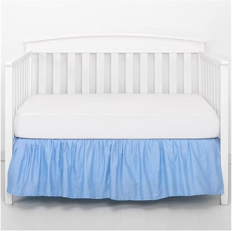 YMYGCC Bettrock Kinderbettrock mit weißen Oberlaken – 4 Seiten mit plissierten Rüschen for Baby-Jungen-Mädchen-Kleinkinder-Tagesdecke 652 (Color : Sky Blue, Size : 60x120x36cm)