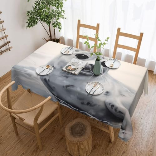 OPSREY Tischdecke mit Harfen-Siegeldruck, wasserdicht und schmutzabweisend, rechteckig, 183 x 137 cm, waschbare Tischdecke für Küche, Dekoration, Innen- und Außenbereich, Partys, Picknicks