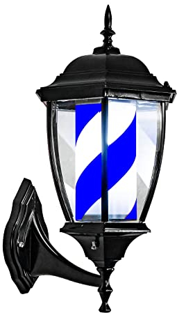 Luces LED para Poste de barbería - Rojo, Azul y Blanco clásicos | Montado en la Pared, Impermeable, Ahorro de energía | Diseño Giratorio para Uso en peluquerías en Interiores y Exteriores.