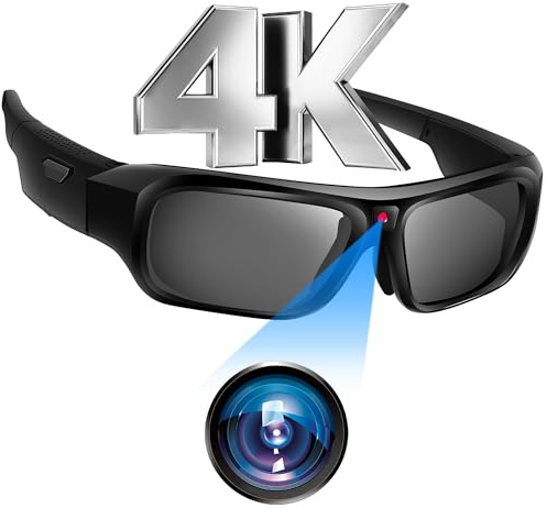 YYCAMUS Superior 4K 2160P Camera Glasses, Aggiornamento Camera Video Occhiali da Sole Solo Video, Occhiali da Sole Smart Video con Protezione UV per Sport All'aperto, Ciclismo