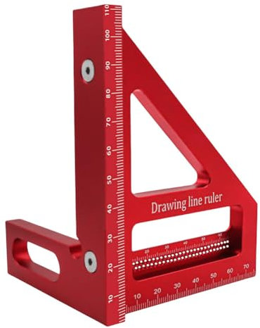 JUCHRZEY Gehrungs-Dreieckslineal, Aluminiumlegierung, Schreiner, quadratisches Loch, Anreißlineal, hochpräzise Holzbearbeitung, Angler Anreißer for Ingenieur, Zimmermann