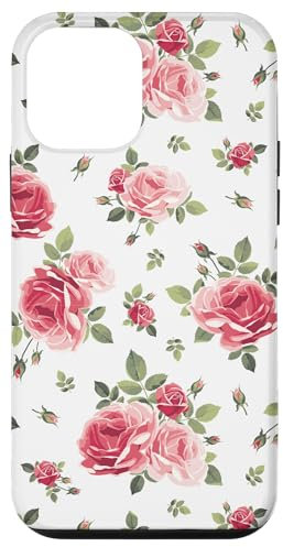Custodia per iPhone 12 mini Rose Rose Pattern Rosa Rosso Fiori Floreali Bianco