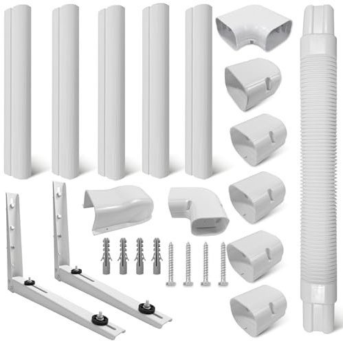 Juego de cubierta de mini línea dividida y soporte de montaje en pared mini dividido, universal blanco pintable 7000 - 18000 BTU Mini aire acondicionado dividido para sistemas centrales de CA/bombas