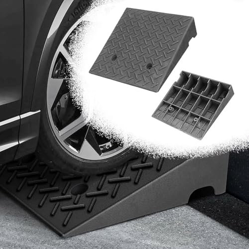 REDEXI Bürgersteig Bordsteinkanten Rampe Aus Gummi, Schwellenrampe Für Rollstuhl, Rutschfester Bordsteinrampen Auffahrhilfe, Auto Rampe 8-21cm Auffahrkeil Für Garage Bordstein Auffahrt(50x50x19cm)