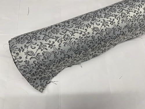 Brokat-Stoff, Jacquard, Grau und Schwarz, 1 Meter x 140 cm
