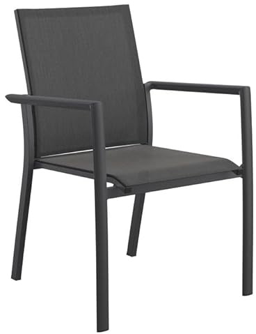 OUTLIV. Outdoor Stapelstuhl Lucca, Aluminium rostfrei, Textilene atmungsaktiv und schnelltrocknend, leicht, für Garten und Balkon, dunkelgrau