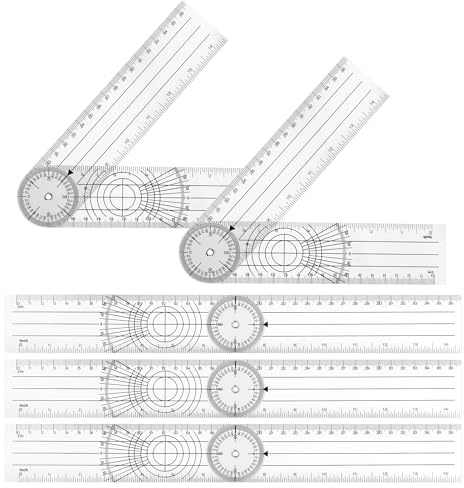 Goniometer,4 Stücke PVC Goniometer Physiotherapie 14 Zoll Medizinischer Winkelmesser 360° für Heimarbeit Sporttherapie