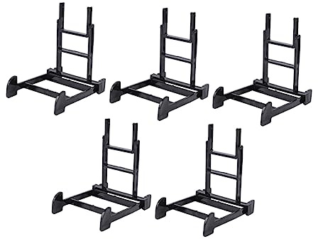 FUNOMOCYA Soporte Para Platos Ajustable 5piezas Negro Expositor Multiusos Para Platos De 6-10 Pulgadas Plástico Diseño Compacto Adecuado Para Cocina y Decoración Del Hogar