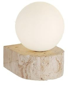 LLXDFUU Lampada da parete in vetro latte nordico comodino per montaggio a parete in pietra naturale luce camera da letto travertino giallo Wabi Sabi lampada da parete da notte applique da bagno per co