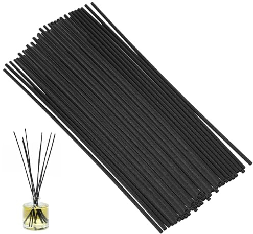 70pcs Reed Diffuser Sticks 30 CM Black Fibre Sticks Oil Aroma Diffuser Sticks Natural Wood Rattan Essential Oil Aroma Diffuser Extra Long 4 mm Thick Replacement Refill Sticks for Bedroom Home Office