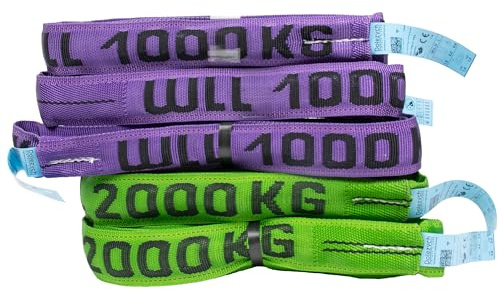 Dolezych DoPremium - Juego de 5 eslingas Redondas con Capacidad de Carga de 1000 kg hasta 2000 kg, 5 Unidades