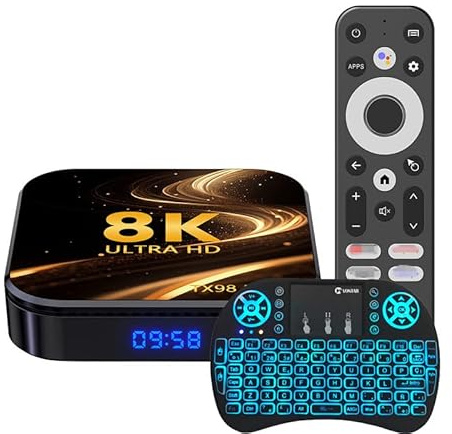 CHROX TV Box Android 13.0, Decoder 4K/8K RK3528 Supporta WIFI6 2.4Ghz+5Ghz Dual-Band WiFi Bluetooth 5.0 HDR10+ con Mini Tastiera Wireless,2gb+16gb