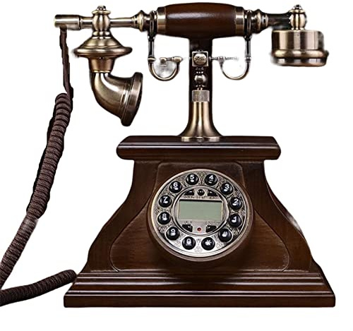 YHEIANJ Telefono a Pulsanti, Telefono retrò con quadrante Touch in Legno massello, Telefono Fisso da Tavolo cablato con Campanello elettronico Vivavoce, Telefono Fisso