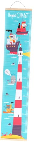 HIAKDOFT Nordic Style Wandmaßstab Öl Leinwand Wachstumstabelle Leuchtturm Motiv Kinderzimmer Wanddekoration Aufhängbar Rollbar Langlebig