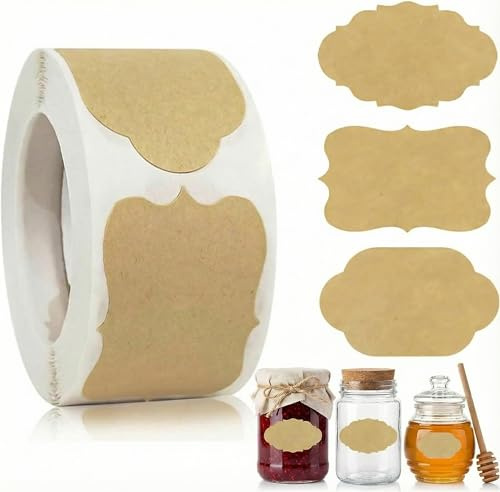 VVQWCY 750 Stück Etiketten Marmeladengläser, Krafts Marmeladen Etiketten Aufkleber für Marmelade Geschenktüten Umschläge