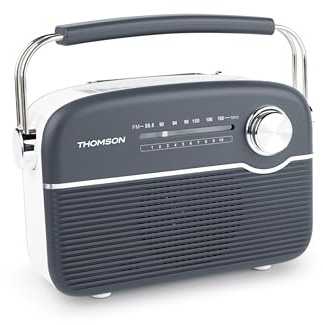 Radio FM, Bluetooth 5.4,Batterie Rechargeable, Secteur ou Recharge Solaire Thomson (Grise)