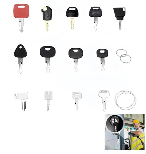 17 Piezas Juego de Llaves de Encendido de Repuesto Universales, Llaves para Maquinaria de Construcción, Juego de Llaves de Encendido para Excavadoras, Motocicletas y Otros Vehículos Técnicos