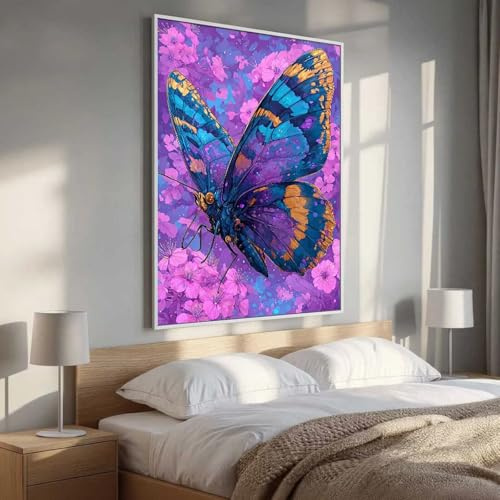 5D Pintura Diamante Adultos, Mariposa Flor Diamond Painting Adultos Kit, Kit Pintura Diamante Niños, DIY Cristal Art Diamond Painting Para Navidad Decoración De Pared Del Hogar 100 x 135cm PjY3044 1-8