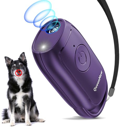 Queenmew Anti Bell Gerät Hunde, Tragbarer Antibell Ultraschall Gerät, Leistungsstarkes Hunde Bellen Stoppen, AntibellGerät fürHunde mit LED, Anti BellenGerät Drinnen Draußen für Kleine GroßeHunde