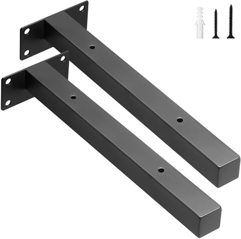 scicent 2 Pack Scaffold Board Shelf Brackets, 50KG Capacity, Hollow Design, Wall Brackets for Shelves (Black 25cm)