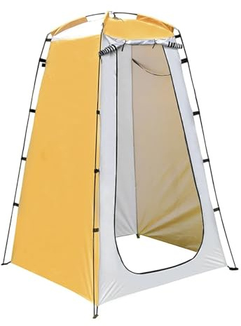 Duschzelt Schnellaufbauzelt for den Außenbereich, 190T silberbeschichtetes Tuch, wasserdicht, UV-beständig, tragbarer Umkleideraum for Campingdusche(Yellow and Gray)