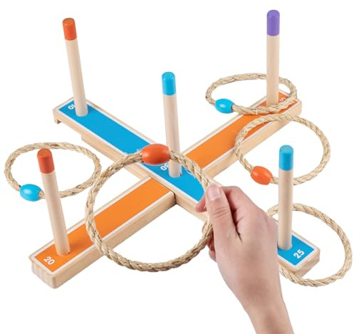 ringspel för barn – klassiskt spel, hållbara giftfria, -material, stabila målställ, kompakt förvaring | födelsedagsfest, skollek, picknick, sommarläger, familjebindning, rekreationslek