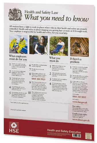 HSE Health and Safety Law Poster PVC Sign - A2 W420xH595mm