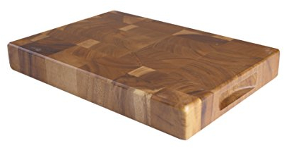 T&G Tuscany Rectangular End Grain Chopping Board with Finger Grooves in Acacia, Medium, 38 x 26 x 4 cm 10942