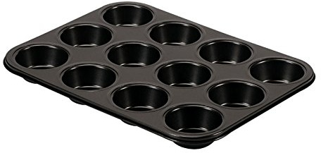 Guardini, Stampo 12 muffins 27x35 cm con coperchio per trasporto, Acciaio con rivestimento antiaderente, Nero, Made in Italy, Linea Bake Away