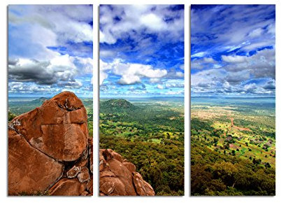 Paul Sinus Art 130x90cm – Keilrahmenbild Nationalpark Afrika traumhafte Landschaft 3teiliges Wandbild auf Leinwand und Keilrahmen - Fotobild Kunstdruck Artprint