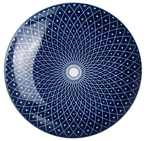 Ritzenhoff & Breker Dessertteller Royal Reiko, Ø 21.5 cm, Runder Kuchenteller aus Porzellan, Orientalisches Dekor, Spülmaschinenfest & Mikrowellengeeignet, Blau-Weiß