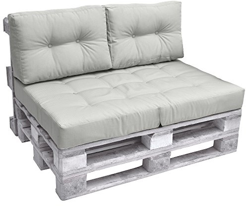 Beautissu Palettenkissen Outdoor Rückenkissen für Paletten Europaletten | 60x40cm Hellgrau Auflagen Palettensofa Palettenmöbel Balkon Palettenpolster Garten Lounge Kissen palettenauflage Elements
