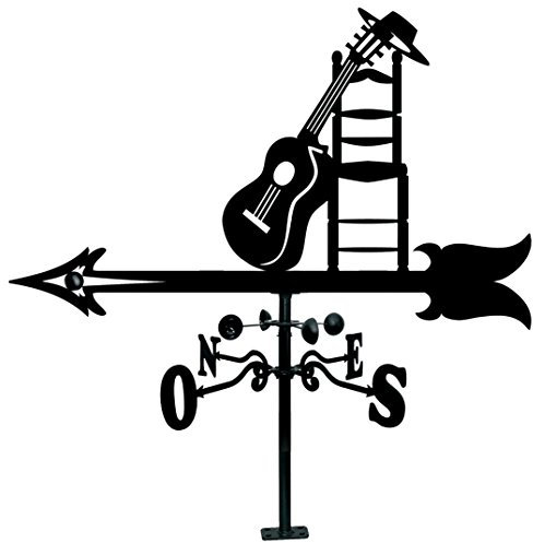 Arthifor - Veleta de Viento para Tejado con Silueta de Guitarra,Negro Mate,90 x 98 cm (21122)