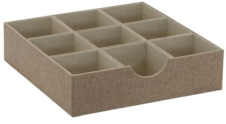 Household Essentials Brown 723-1 Deep 9 Section Drawer Organizer Box for Storage | 12 in x 12 in 3.13