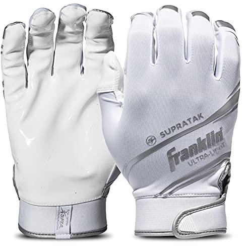 Franklin Sports Supratak fotboll mottagare handskar – vit/krom – vuxen medium