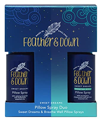 Feather & Down Pillow Spray Duo Gift Set (50ml Sweet Dreams Pillow Spray & 50ml Breathe Well Pillow Spray) - The Perfect Sleep Gift. Cruelty Free. Vegan Friendly.
