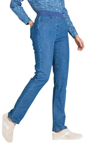 Chums Ladies Pull On Jersey Waist Stretch Jean with 2 Front Pockets Stonewash 16 Short
