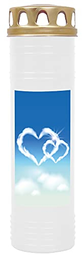HS Candle Bougie funéraire avec motif (cœur nuage) – Environ 170 h / 7 jours de combustion par bougie (26 cm, Ø 7 cm) – Plusieurs designs différents